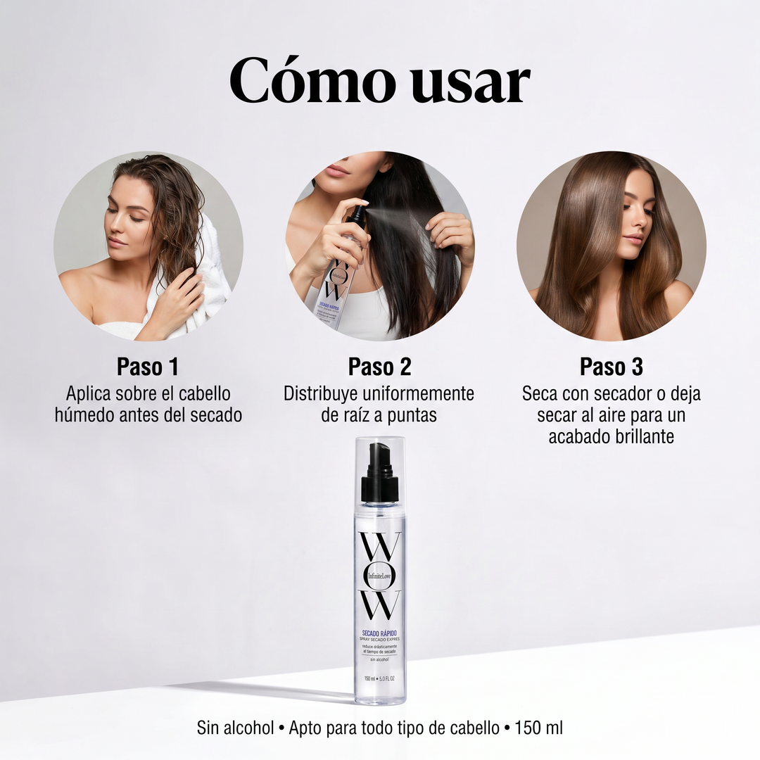 Spray Secado Rápido Anti-Frizz – Cabello Suave y Brillante al Instante