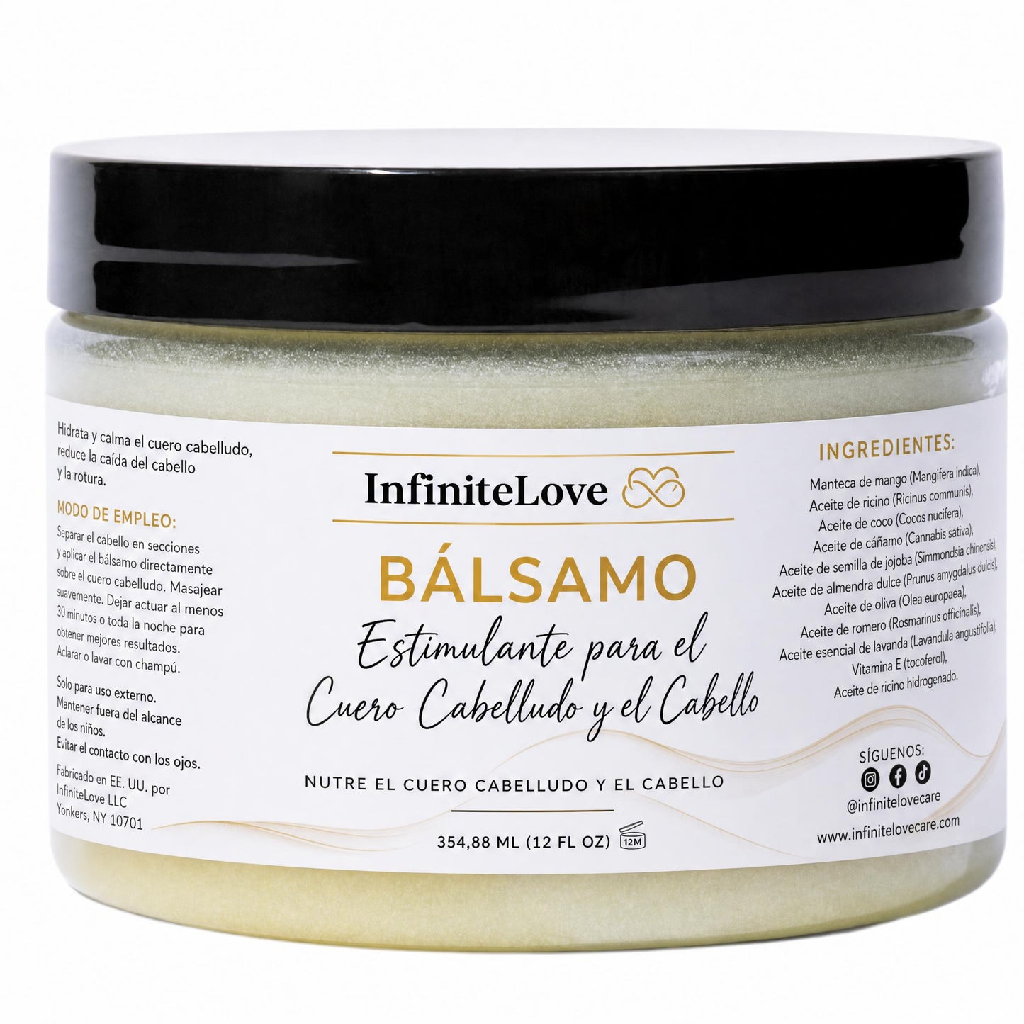 Balsamo Estimulante Cuero Cabelludo y Cabello Manteca Karite Mango Romero Menta 100% Natural 177ml