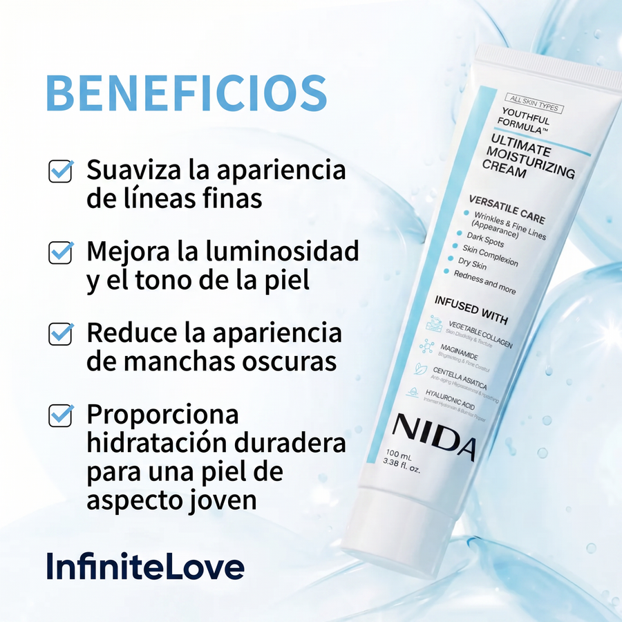 Beneficios: líneas finas, luminosidad, manchas, hidratación