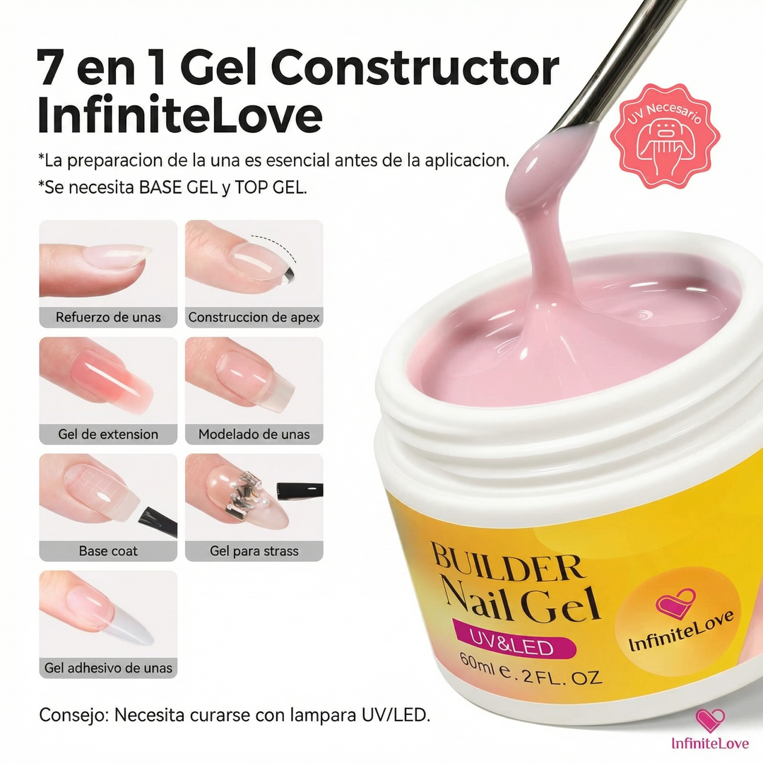 Gel Constructor de Uñas Rosa – Efecto Salón Profesional en Casa