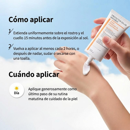 Protector Solar Coreano Facial SPF 50 'Invisible Fit' de Textura Ligera para Piel Sensible (Sin Rastro Blanco)