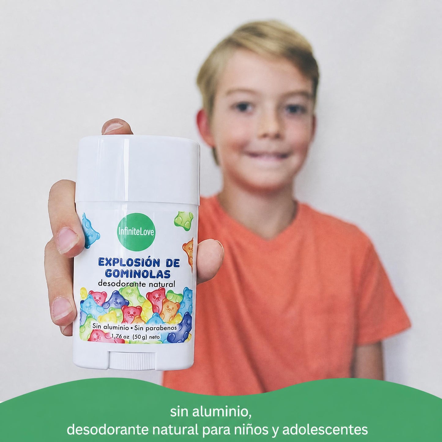 Desodorante Natural Gummy Burst Sin Aluminio Hipoalergenico Vegano Ninos y Adolescentes 50g