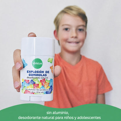 Desodorante Natural Gummy Burst Sin Aluminio Hipoalergenico Vegano Ninos y Adolescentes 50g