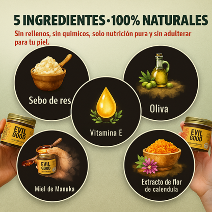 Crema Natural Reparadora de Sebo de res - Bote de Vidrio