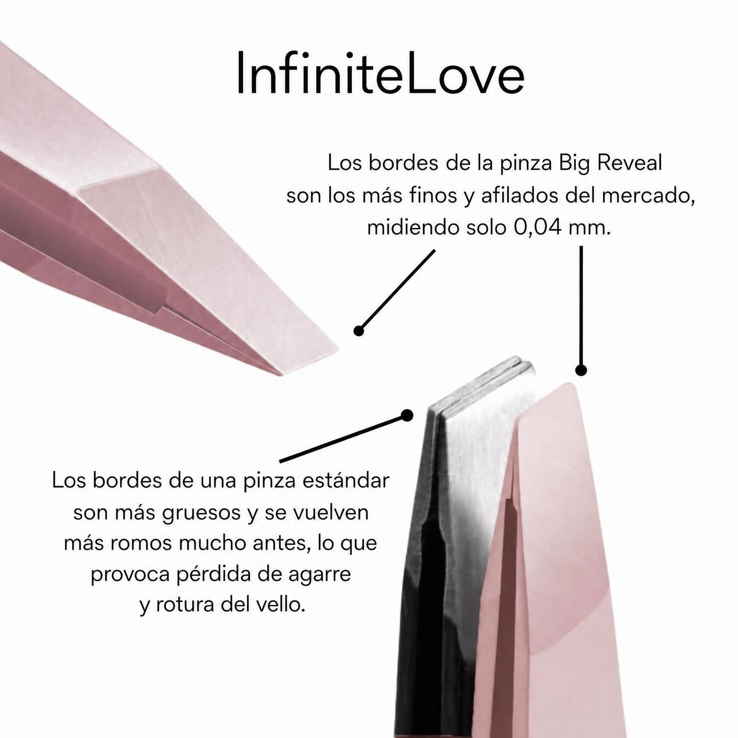 Set de Retoque para Cejas y Pestañas Pinzas de Precisión Acero Inoxidable Peine Doble Separador Oro Rosa