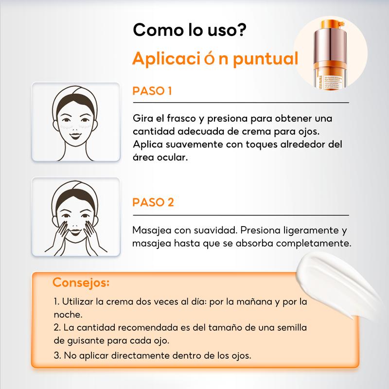 Crema reparadora antienvejecimiento para el contorno de ojos con péptidos – Elimina Bolsas y Ojeras