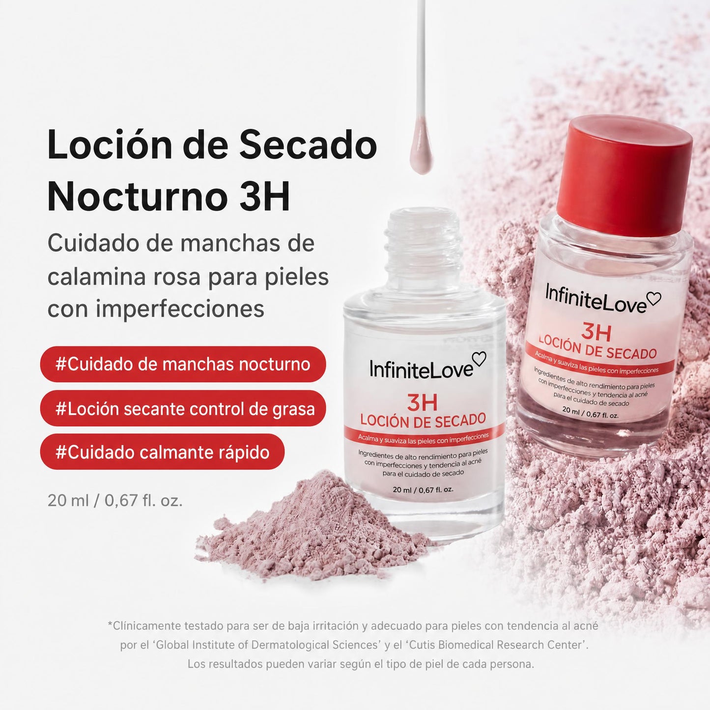 InfiniteLove Punto Rosa — Loción Secante con Calamina y Ácido Salicílico 20 ml