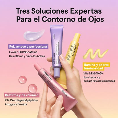Kit Trio Crema Contorno de Ojos Multiusos Niacinamida Caviar PDRN Colageno Peptidos K-Beauty 3x30ml
