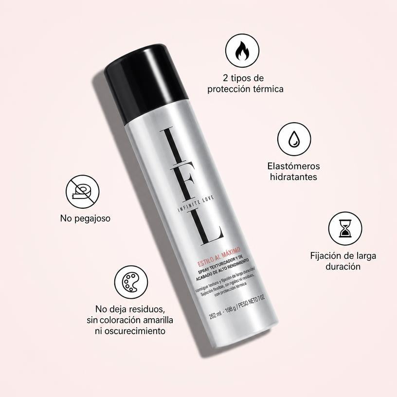 Spray Texturizador Estilo al Máximo — Volumen y Textura con Protección Térmica 262 ml