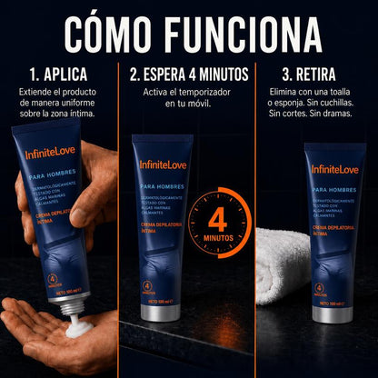 Crema Depilatoria Íntima Hombre Acción Rápida 4 Min Alga Marina Dermatológica 100ml
