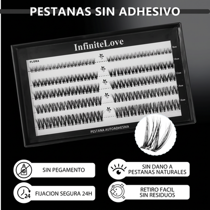 Kit de Pestanas en Racimo Autoadhesivas DIY - 80 Piezas 8-16mm con Pinzas de Precision