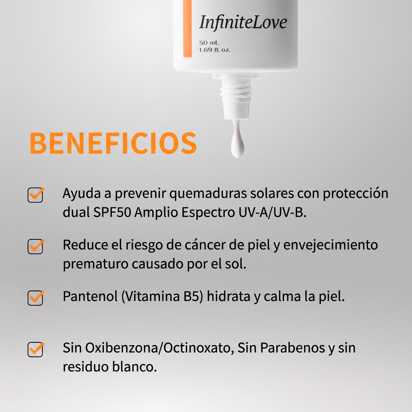 Protector Solar InfiniteLove Beneficios Lista