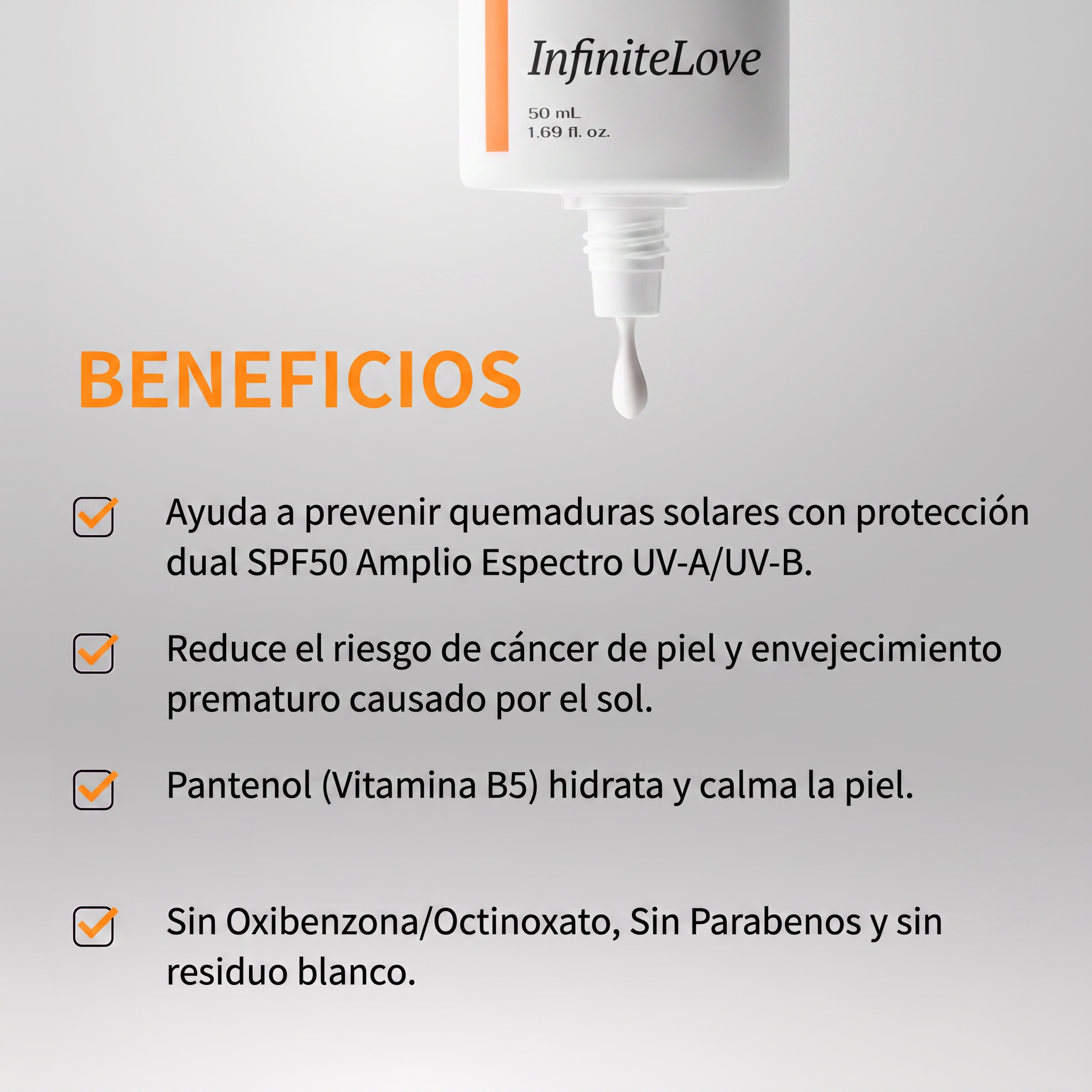 Protector Solar InfiniteLove Beneficios Lista