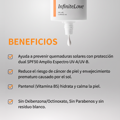 Protector Solar InfiniteLove Beneficios Lista