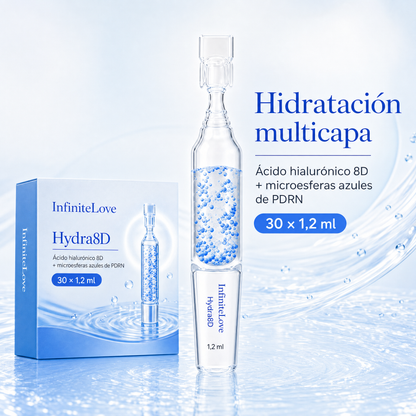 Hydra8D — Ampollas Coreanas de PDRN y Ácido Hialurónico 8D · Efecto Relleno Sin Agujas · 30 días
