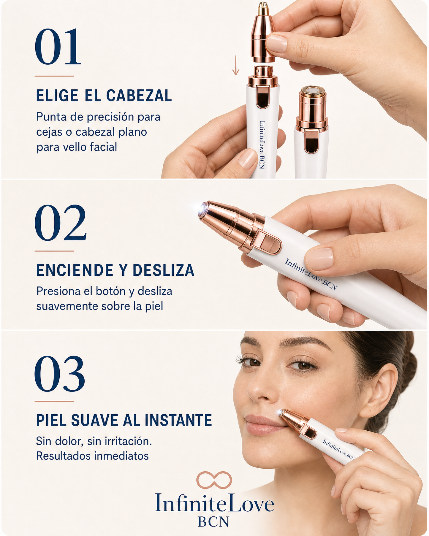 Depiladora Facial y de Cejas 2 en 1