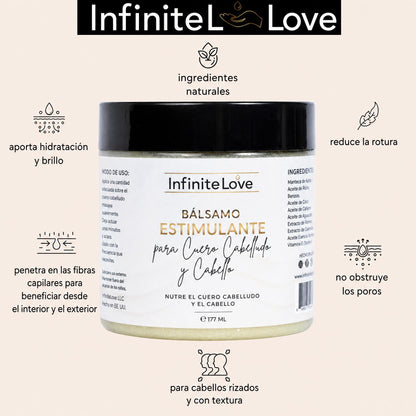 Balsamo Estimulante Cuero Cabelludo y Cabello Manteca Karite Mango Romero Menta 100% Natural 177ml