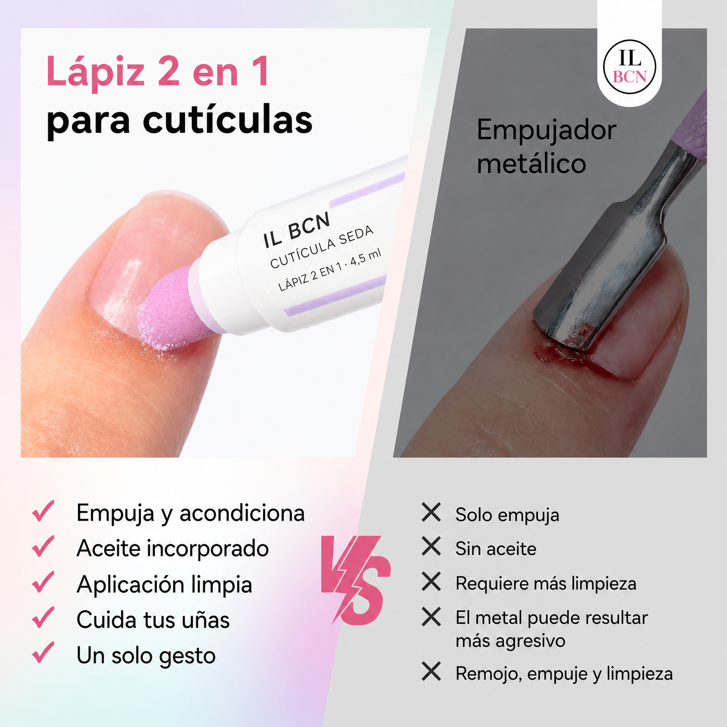 Cutícula Seda — Lápiz 2 en 1 para Cutículas · Pack de 2