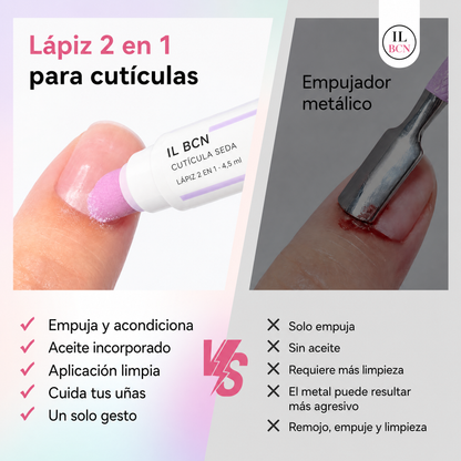 Cutícula Seda — Lápiz 2 en 1 para Cutículas · Pack de 2