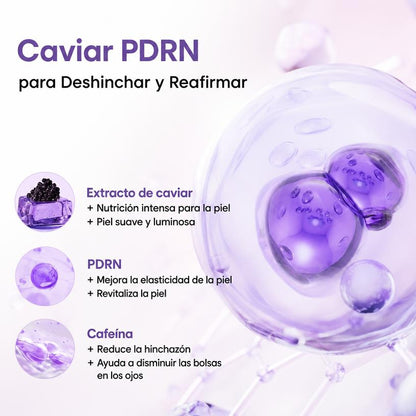 Kit Trio Crema Contorno de Ojos Multiusos Niacinamida Caviar PDRN Colageno Peptidos K-Beauty 3x30ml