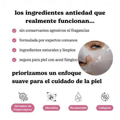 Ingredientes cosméticos destacados en una presentación de la mascarilla