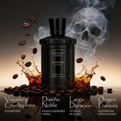 Eco de Eternidad Perfume de Lujo Unisex 3.4 oz 100 ml Larga Duración 8+ Horas con Notas de Ron, Café, Vetiver y Sándalo