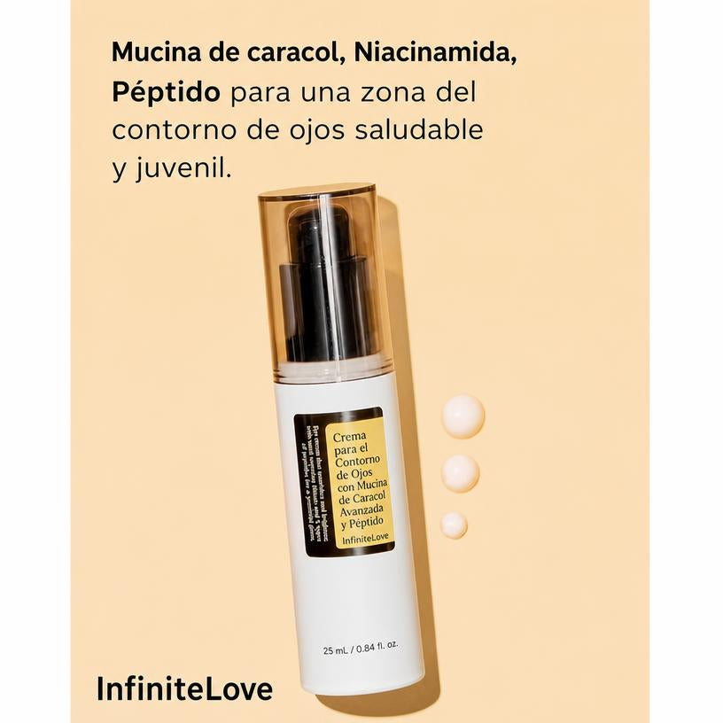 Crema Contorno de Ojos Advanced Snail Peptide Mucina de Caracol Péptidos Anti-Ojeras K-Beauty 25ml