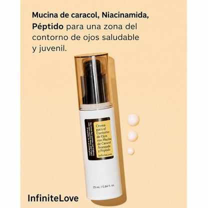 Crema Contorno de Ojos Advanced Snail Peptide Mucina de Caracol Péptidos Anti-Ojeras K-Beauty 25ml