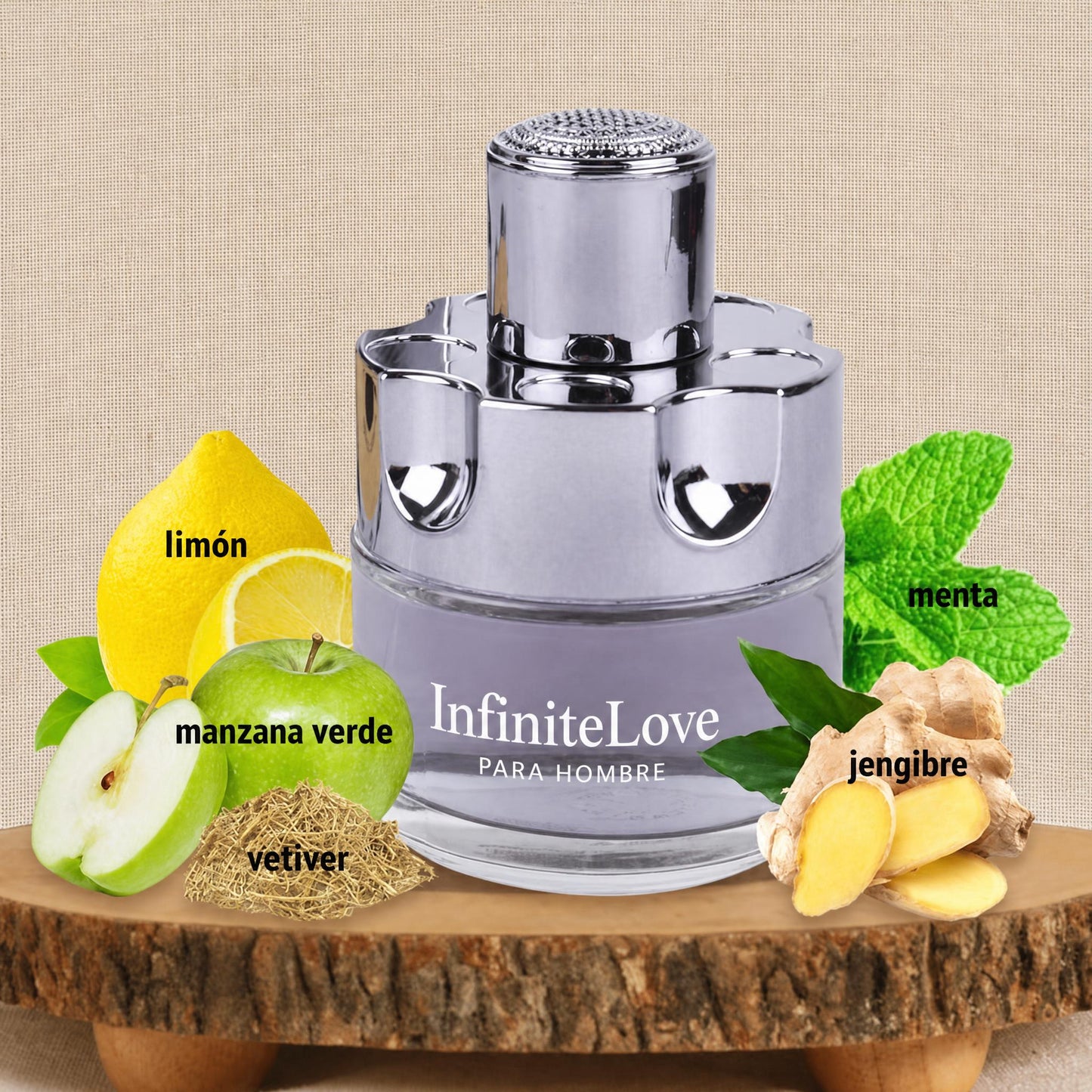 InfiniteLove Silver Homme — Eau de Toilette Masculina Cítrica, Especiada y Amaderada 100 ml
