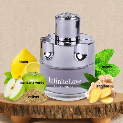 InfiniteLove Silver Homme — Eau de Toilette Masculina Cítrica, Especiada y Amaderada 100 ml