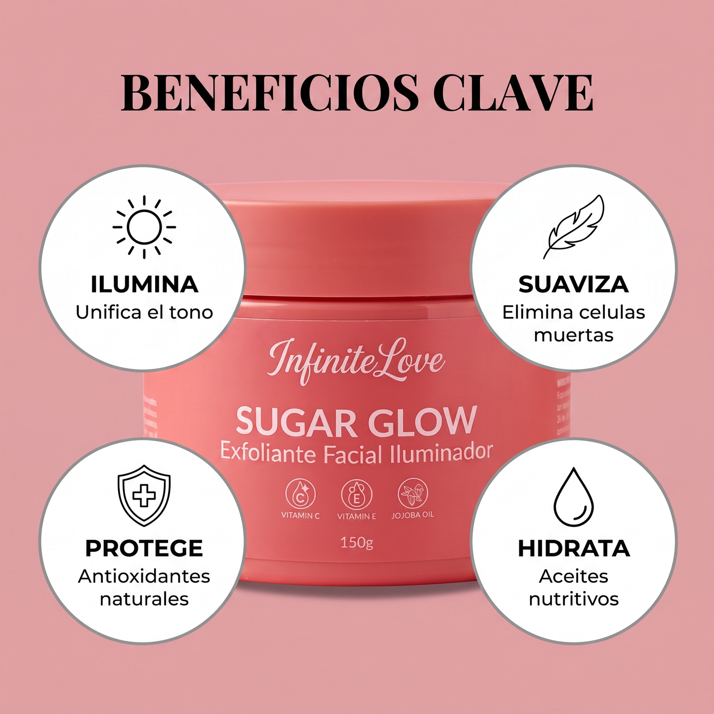 Sugar Glow - Exfoliante Facial Iluminador con Vitamina C y Ácido Glicólico 150g