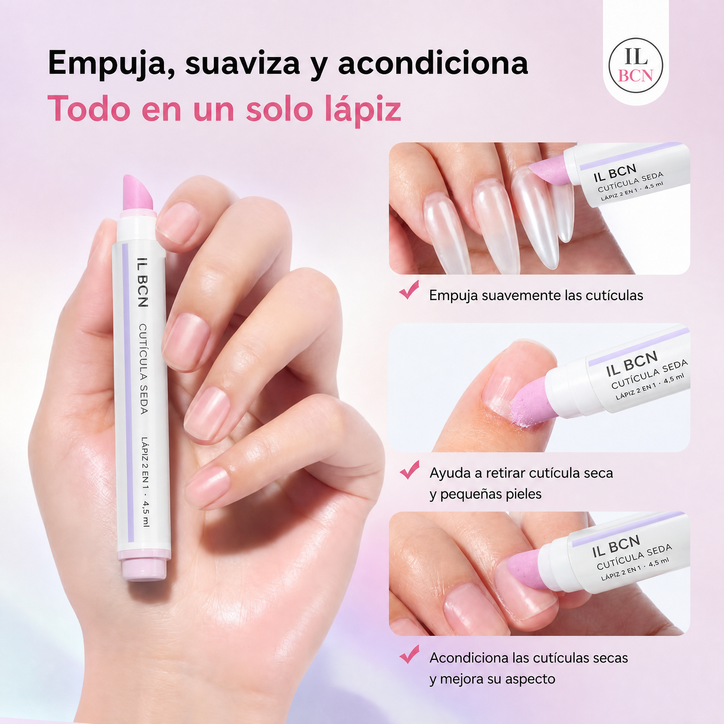 Cutícula Seda — Lápiz 2 en 1 para Cutículas · Pack de 2