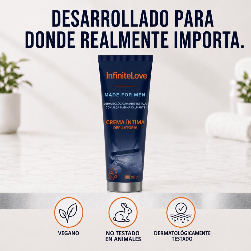 Crema Depilatoria Íntima Hombre Acción Rápida 4 Min Alga Marina Dermatológica 100ml