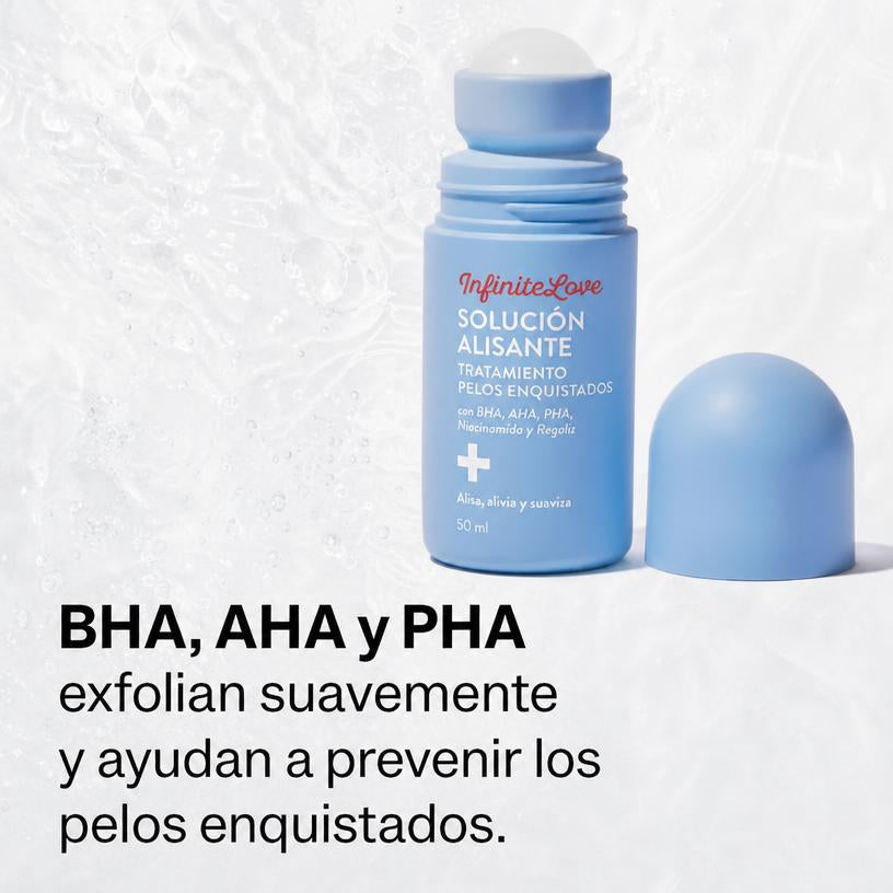 Solución Alisante Tratamiento Pelos Enquistados BHA AHA Niacinamida Roll-On 50ml