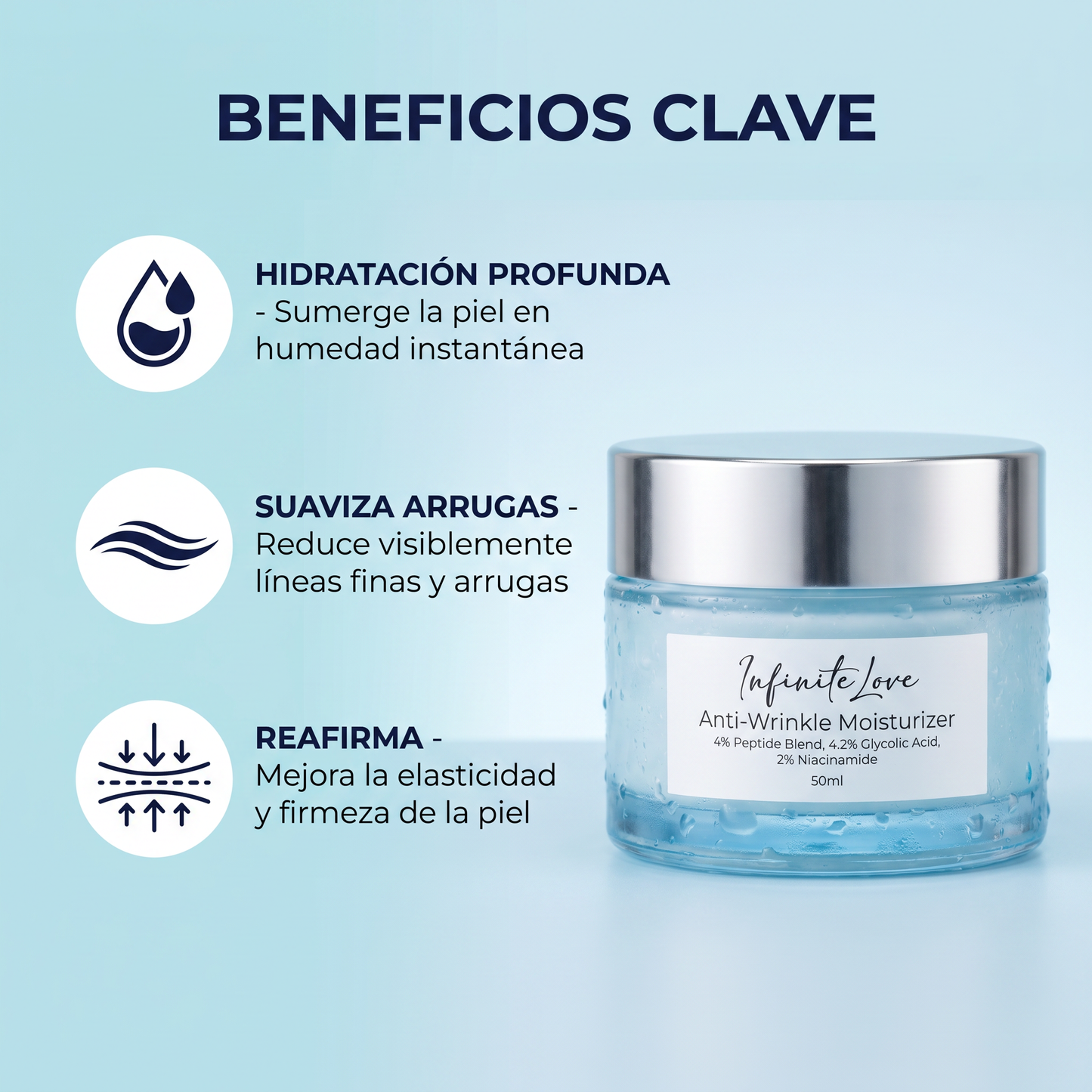 Crema Hidratante Antiarrugas con Péptidos y Ácido Glicólico 50ml