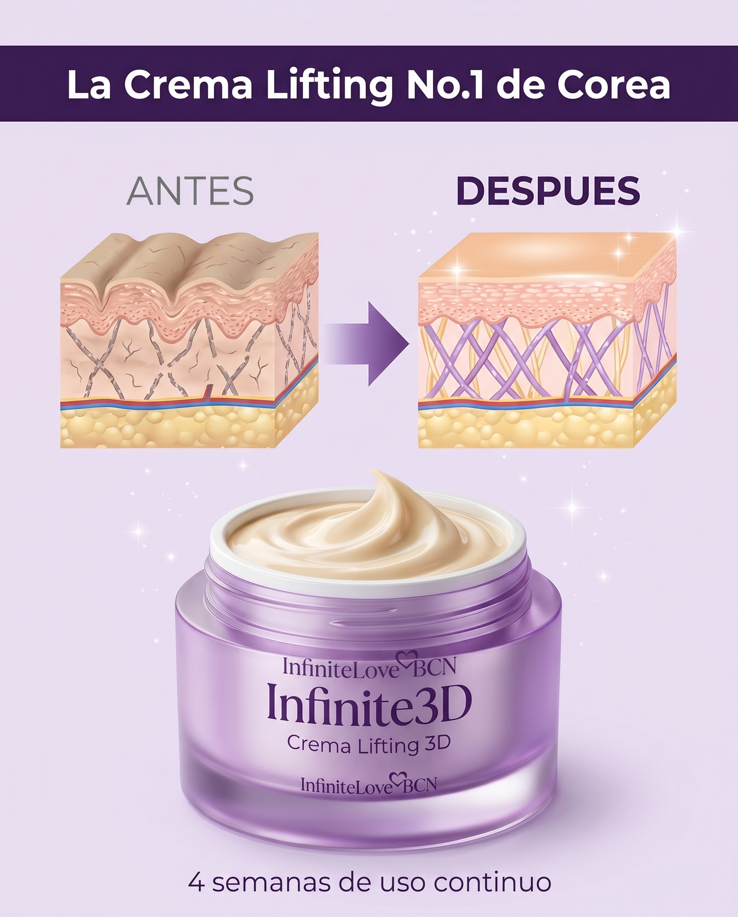 Infinite3D - Crema Lifting 3D Coreana con 17 Péptidos
