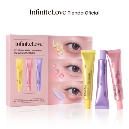 Kit Trio Crema Contorno de Ojos Multiusos Niacinamida Caviar PDRN Colageno Peptidos K-Beauty 3x30ml