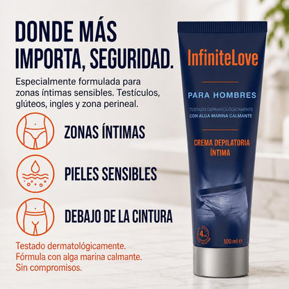 Crema Depilatoria Íntima Hombre Acción Rápida 4 Min Alga Marina Dermatológica 100ml