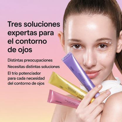 Kit Trio Crema Contorno de Ojos Multiusos Niacinamida Caviar PDRN Colageno Peptidos K-Beauty 3x30ml