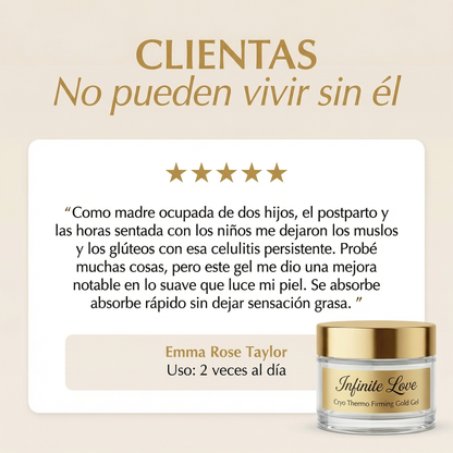 Gel Anticelulítico y Reafirmante 'Cryo Thermo Gold' con Efecto Frío-Calor para Abdomen, Muslos y Glúteos (Resultados en 15 Días)