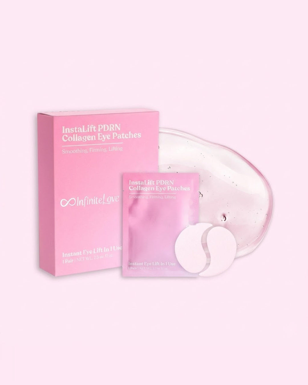 Caja y sobre de los Parches de Ojos Coreanos InstaLift PDRN de InfiniteLove