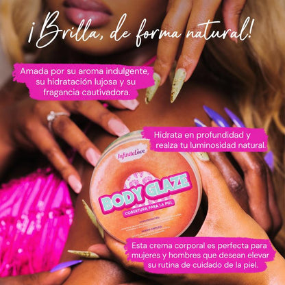 Body Glaze Manteca Corporal Hidratante Orgánica Anti-Edad Brillo Donut Glaseado Piel 227g