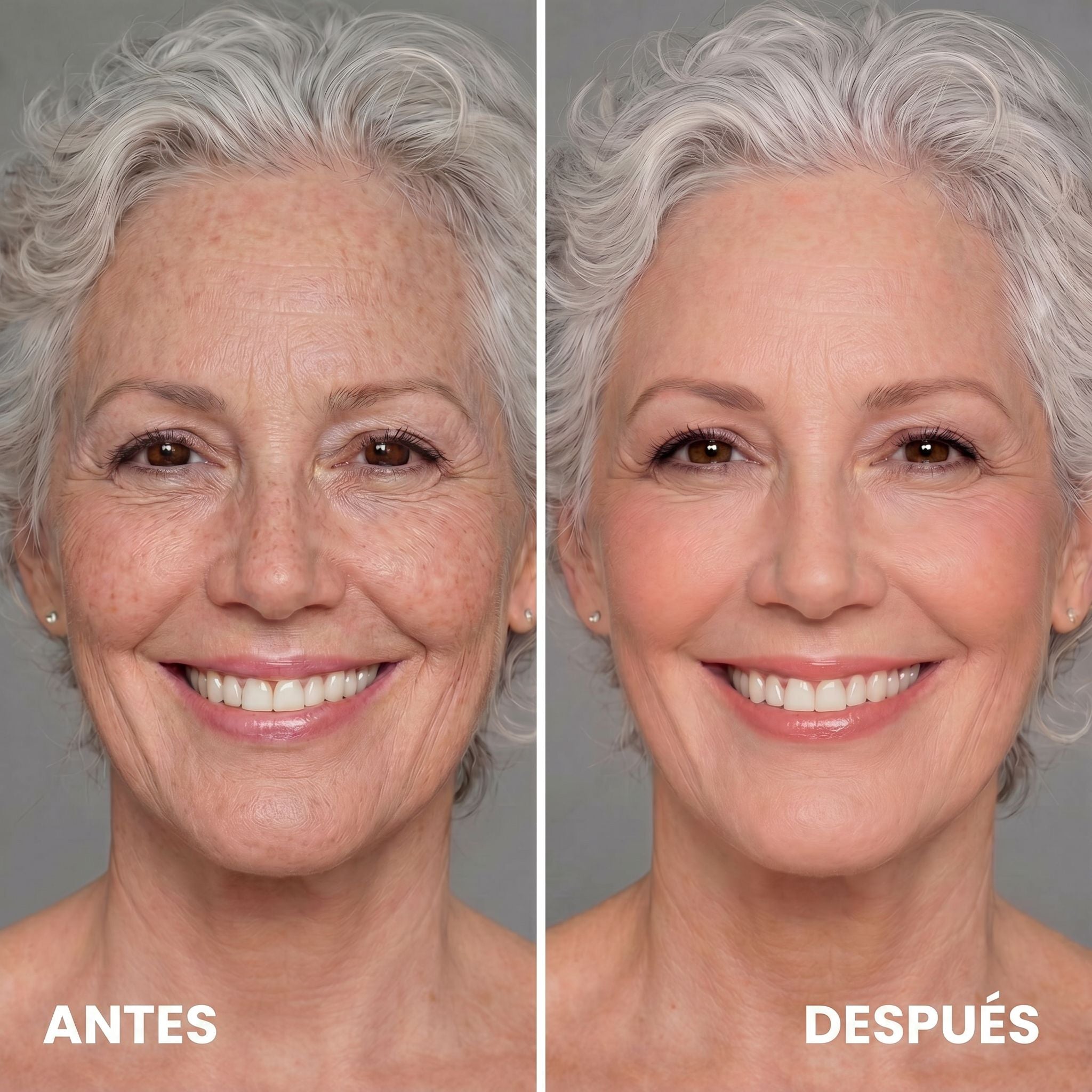 Antes y Después - Mujer pelo plateado