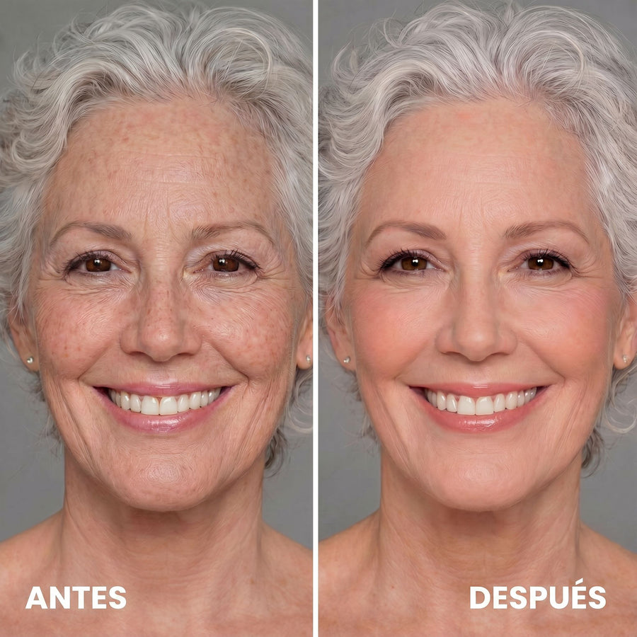 Antes y después de apariencia: manchas y rojeces más uniformes