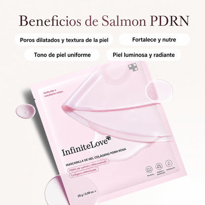 Mascarilla Gel Colageno Rosa PDRN Salmon Hidrogel Cambia de Color Efecto Glass Skin K-Beauty 4 Uds
