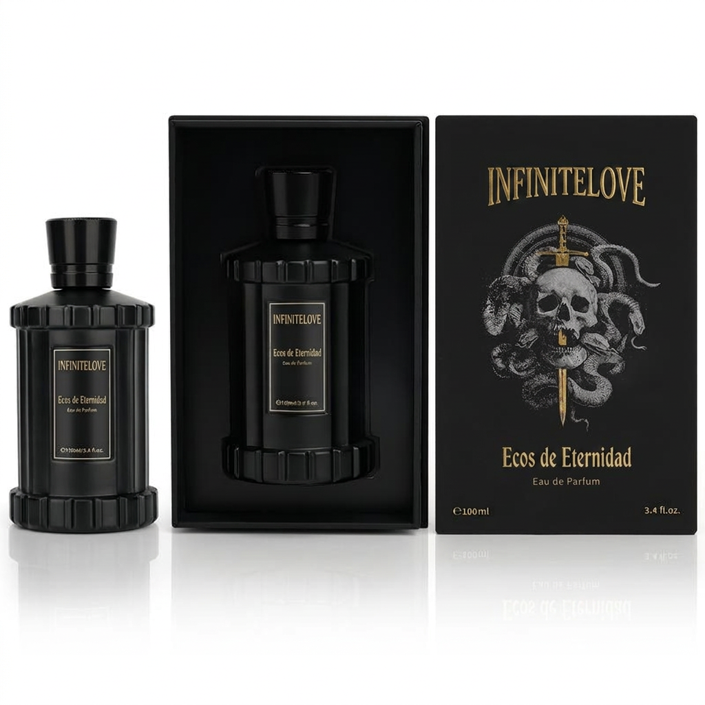 Eco de Eternidad Perfume de Lujo Unisex 3.4 oz 100 ml Larga Duración 8+ Horas con Notas de Ron, Café, Vetiver y Sándalo