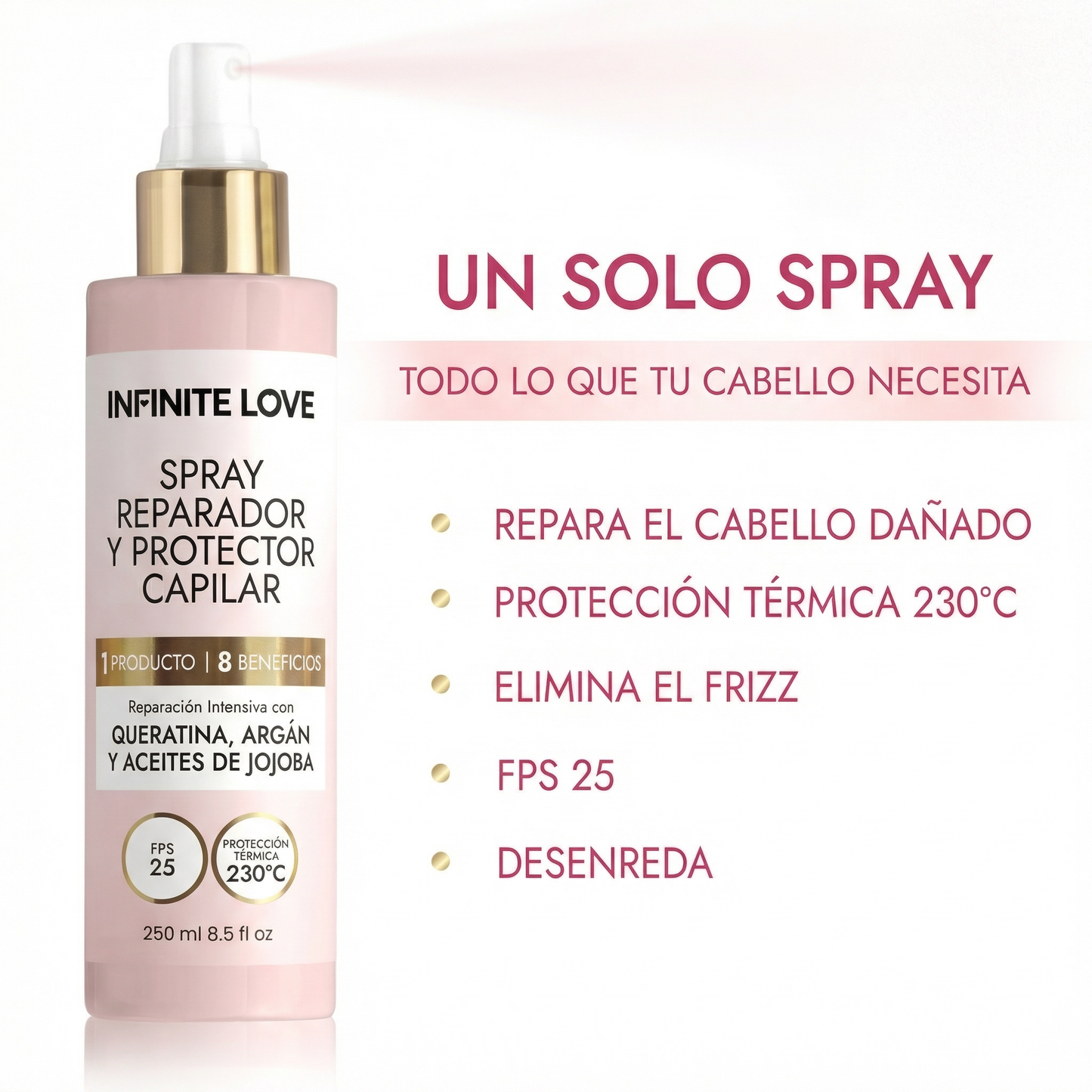 Spray Protector Térmico Capilar 'Ella Bella' 4 en 1 con Keratina y Argán