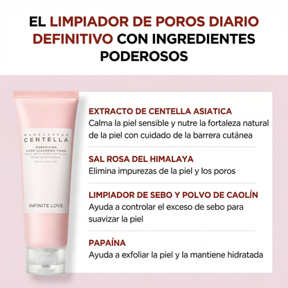 Espuma Limpiadora Coreana 'Poremizing' con Centella Asiática y Sal Rosa para Desobstruir Poros y Exfoliar Suavemente