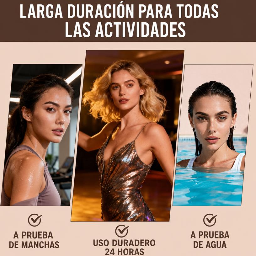 Lápiz de Cejas Micropunta 4 Puntas Resistente al Agua Anti-Manchas 24h Tono Marrón Pack 2 Uds