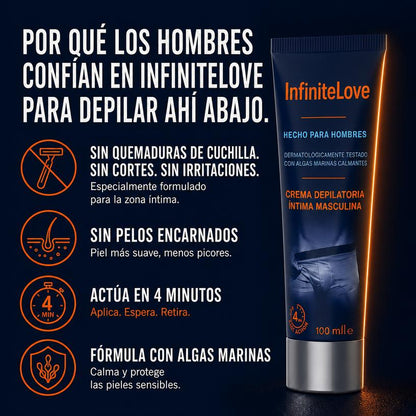 Crema Depilatoria Íntima Hombre Acción Rápida 4 Min Alga Marina Dermatológica 100ml